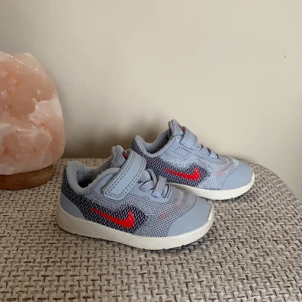 Nike Revolution Gray Velcro Sneakers Baby Size 4c